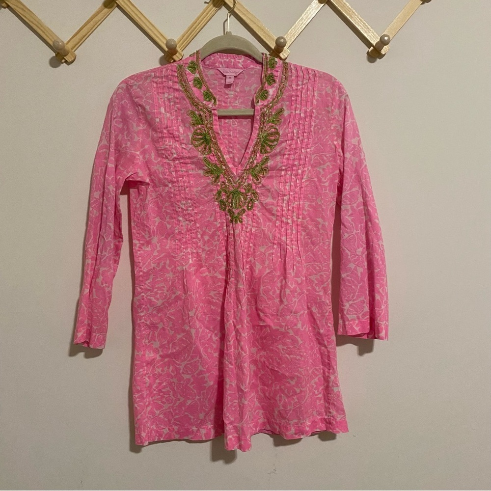 Lilly Pulitzer Pink and Green Cotton Tunic size XS